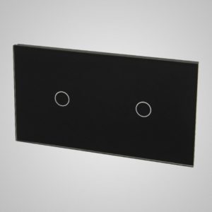 Glass panel for switches, 1+1, black, 157*86mm
