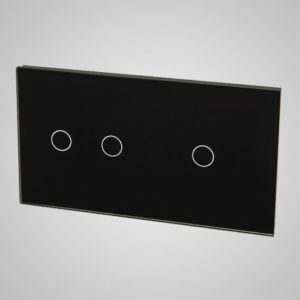 Glass panel for switches, 2+1, Black, 157*86mm