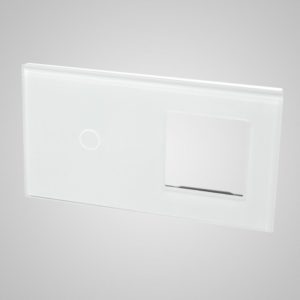 Glass panel for switches, 1+frame, White, 157*86mm