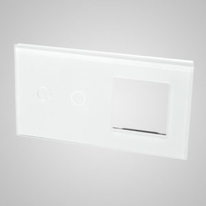 Glass panel for switches, 2+frame, White, 157*86mm