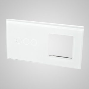 Glass panel for switches, 3+frame, White, 157*86mm