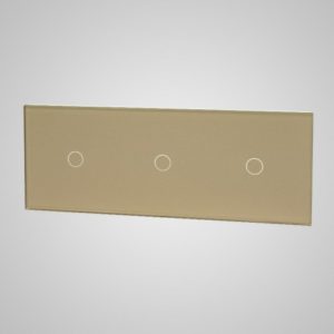 Glass panel for switches, 1+1+1, golden, 228*86mm