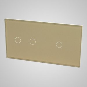 Glass panel for switches, 2+1, Golden, 157*86mm
