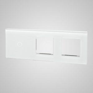 Glass panel for switches, 1 + 2Xframe, White, 228*86mm