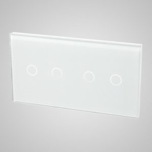 Glass panel for switches, 2+2, White, 157*86mm
