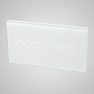 Glass panel for switches, 3+3, White, 157*86mm