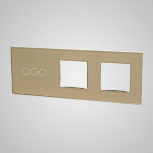 Suur klaaspaneel lülititele, 3+2xRAAM, kuldne, 228*86mm