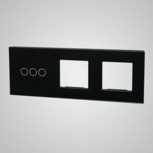 Glass panel for switches, 3+2Xframe, Black, 228*86mm