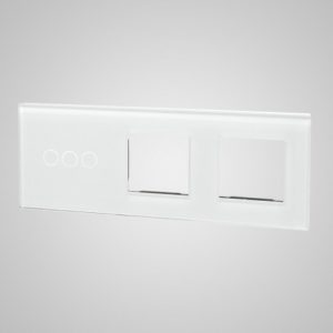 Glass panel for switches, 3+2Xframe, White, 228*86mm