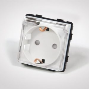Socket with cover, White 16A