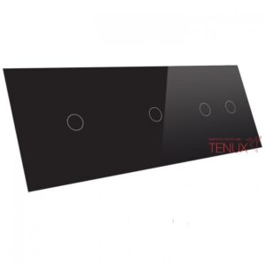 Glass panel for switches, 1+1+2, Black, 228*86mm